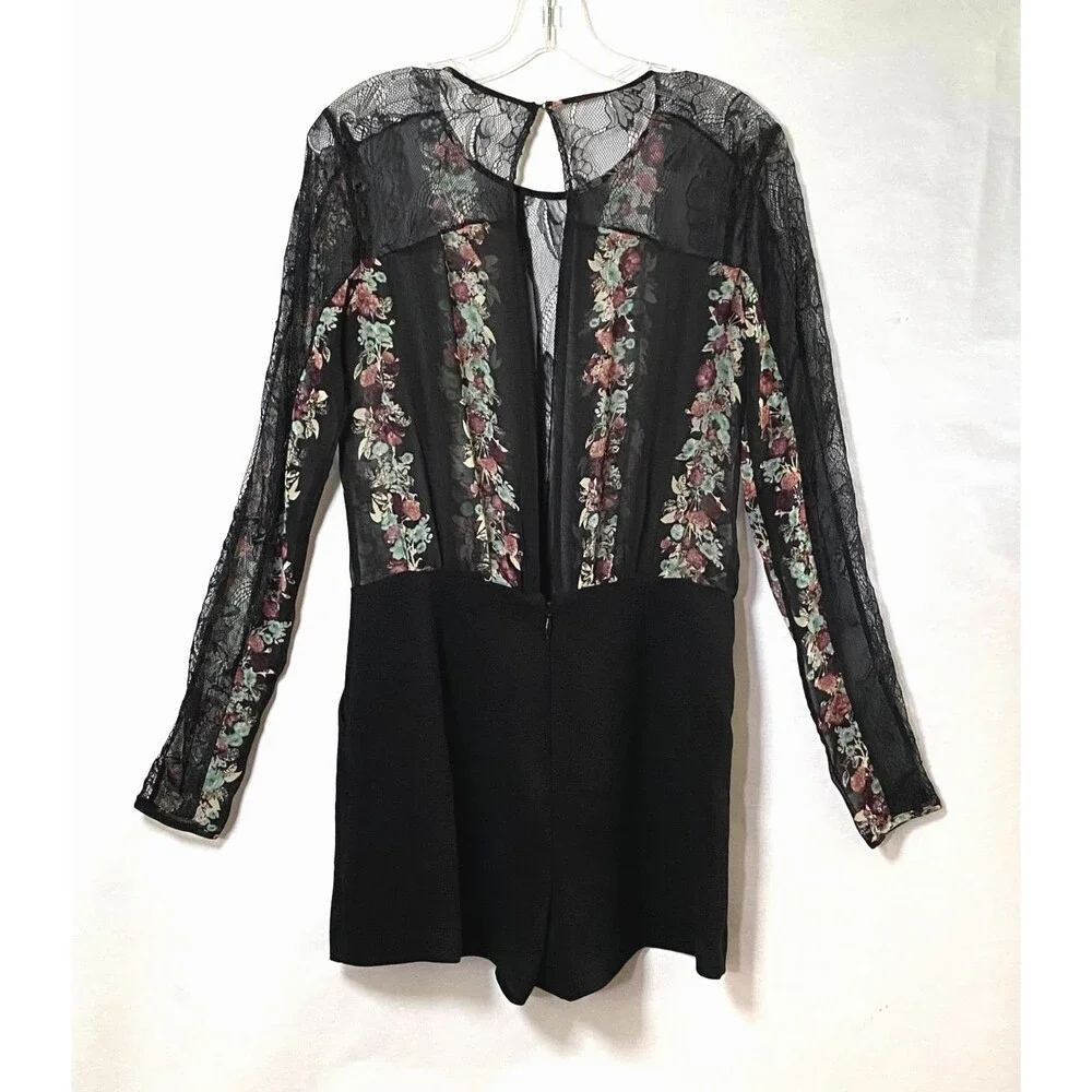 BCBGeneration Floral Lace Sheer Romper Size 6 Multicolor FQG9D017 Flaw Read